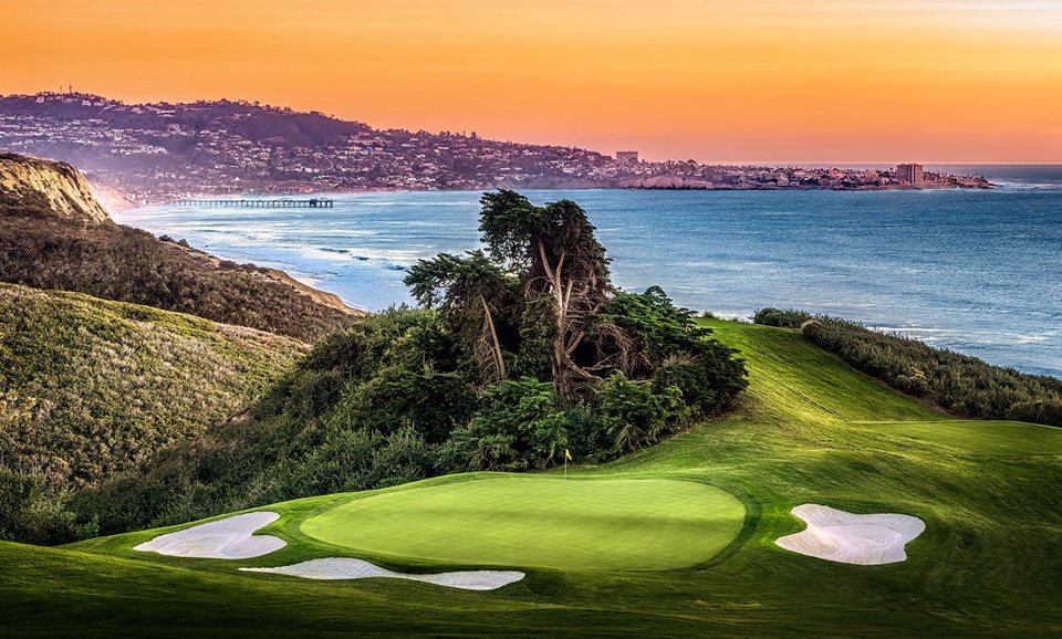 Torrey Pines North Course overlooking the Pacific Ocean at sunset